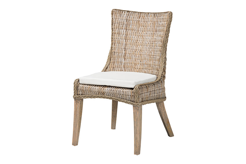 Novia Wingback Gray Rattan Dining Chair with Cushion