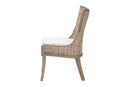 Novia Wingback Gray Rattan Dining Chair with Cushion