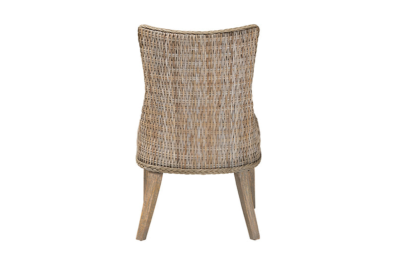 Novia Wingback Gray Rattan Dining Chair with Cushion