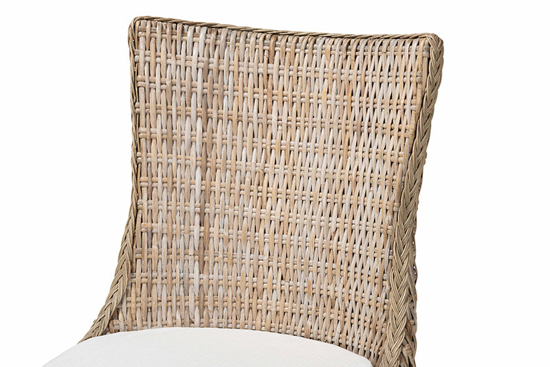 Novia Wingback Gray Rattan Dining Chair with Cushion