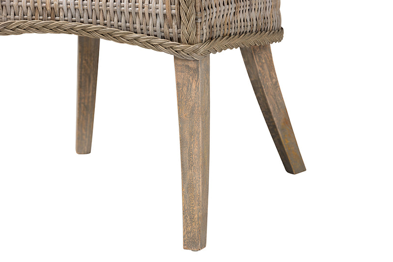 Novia Wingback Gray Rattan Dining Chair with Cushion