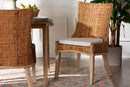 Novia Wingback Natural Rattan Dining Chair with Cushion