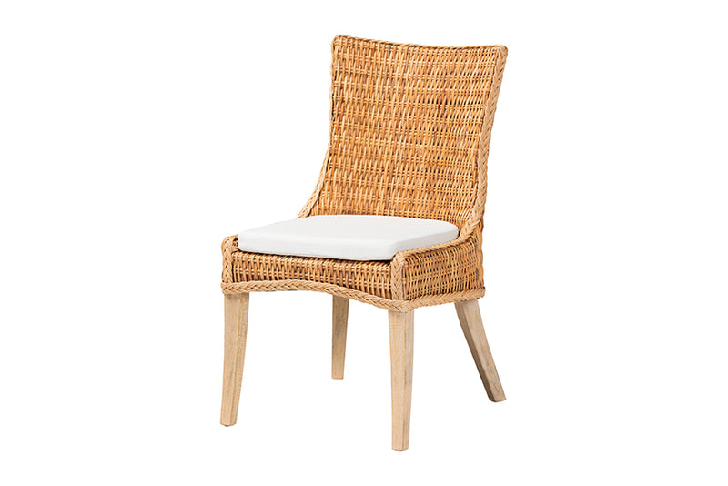Novia Wingback Natural Rattan Dining Chair with Cushion