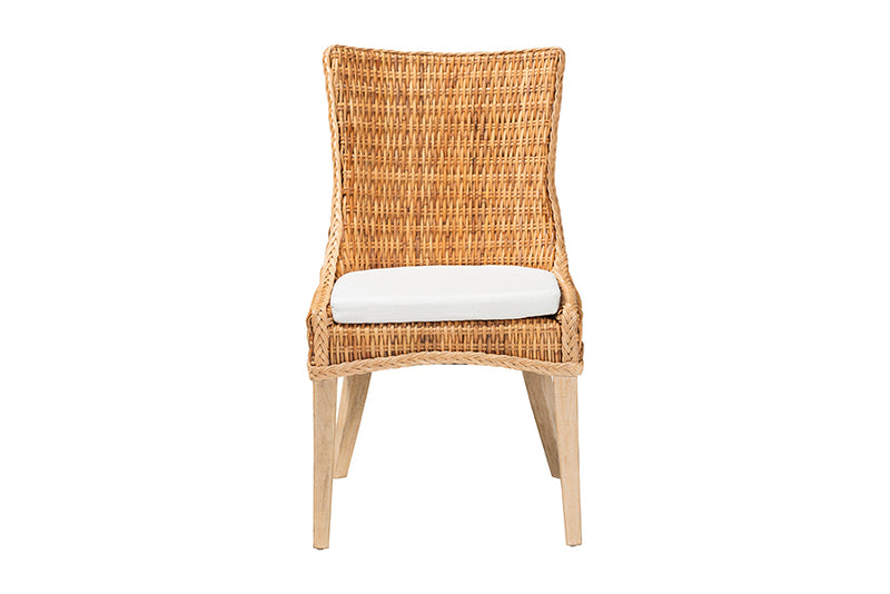 Novia Wingback Natural Rattan Dining Chair with Cushion