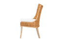 Novia Wingback Natural Rattan Dining Chair with Cushion