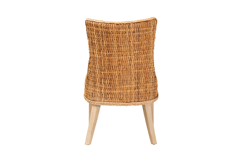Novia Wingback Natural Rattan Dining Chair with Cushion