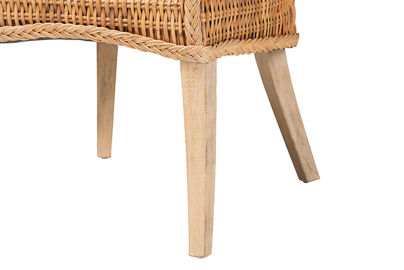 Novia Wingback Natural Rattan Dining Chair with Cushion