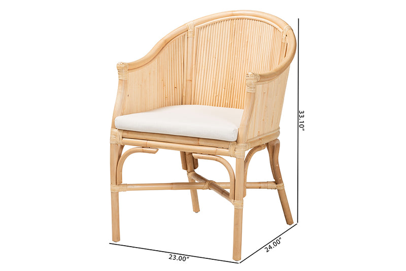 Connie Natural Rattan Barrel Chair with Rattan Pole Back