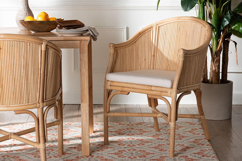 Connie Natural Rattan Barrel Chair with Rattan Pole Back