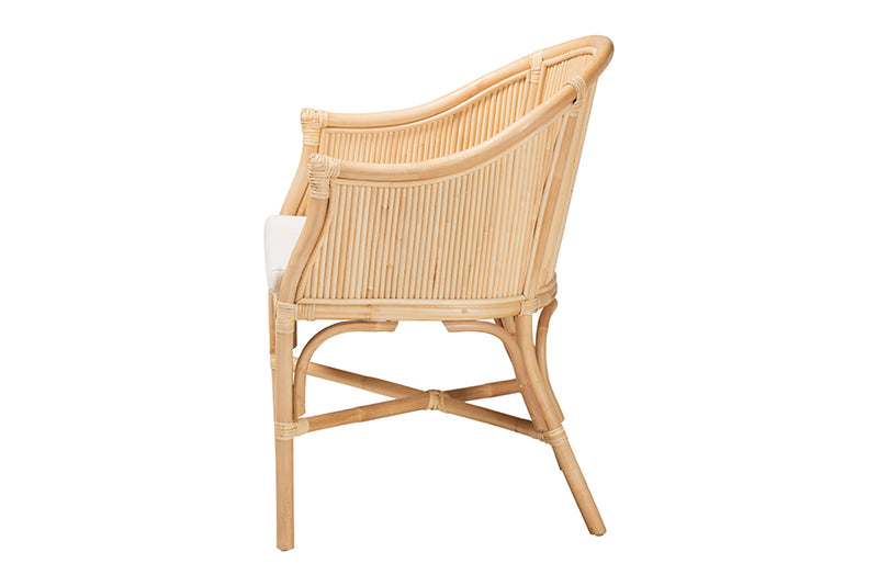 Connie Natural Rattan Barrel Chair with Rattan Pole Back