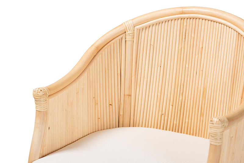 Connie Natural Rattan Barrel Chair with Rattan Pole Back