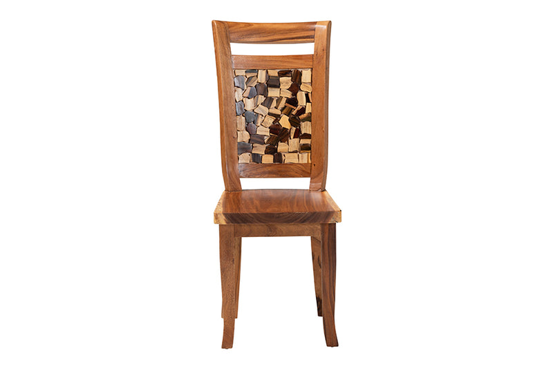 Juan Suar Wood Dining Chair with Mosaic Backrest Inlay
