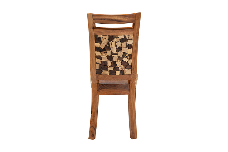 Juan Suar Wood Dining Chair with Mosaic Backrest Inlay