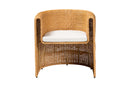Katrina Natural Rattan Barrel Dining Chair with Curved Backrest