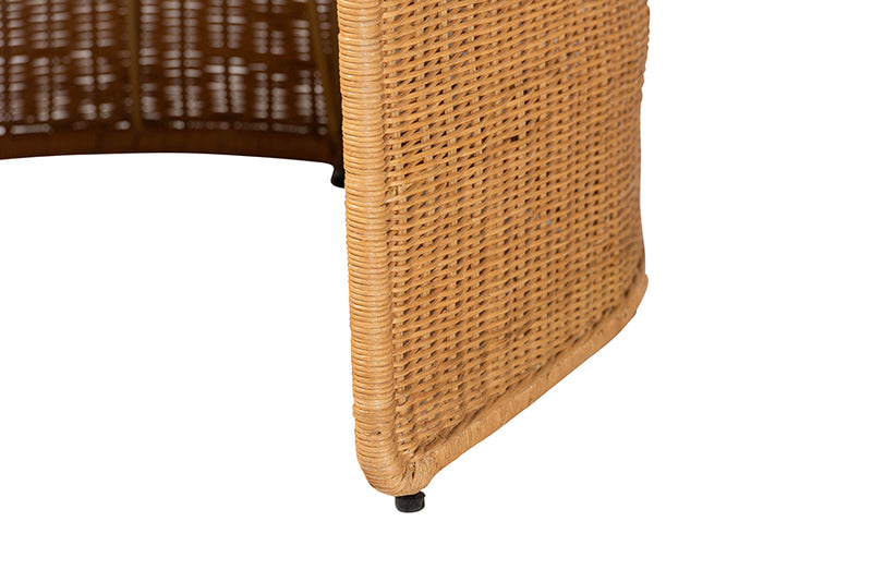 Katrina Natural Rattan Barrel Dining Chair with Curved Backrest