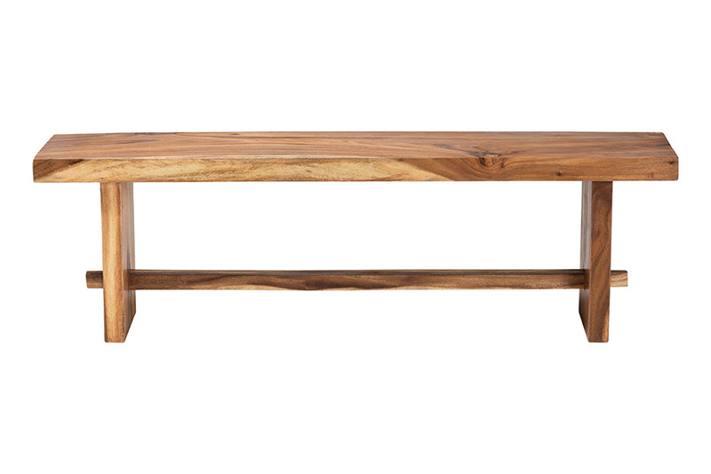 Jody Suar Wood Dining Bench with Live Edge Details