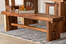 Jody Suar Wood Dining Bench with Live Edge Details