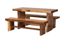 Jody Suar Wood 3-Piece Dining Set Rectangular Table and Two Benches