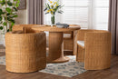 Amy 5-Piece Round Rattan Dining Set Wicker Pedestal Table and 4 Barrel Chairs