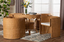 Costant 5-Piece Round Rattan Dining Set Wicker Scalloped Table and 4 Barrel Chairs