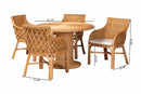 Tucson 5-Piece Rattan Dining Set - Round Wicker Table and 4 Armchairs
