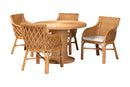 Tucson 5-Piece Rattan Dining Set - Round Wicker Table and 4 Armchairs