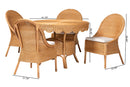 Maddy 5-Piece Rattan Dining Set - Round Wicker Table and 4 Side Chairs