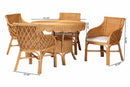 Jackie 5-Piece Rattan Dining Set - Round Wicker Table and 4 Armchairs