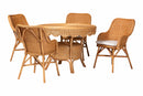 Jacky 5-Piece Rattan Dining Set - Round Wicker Table and 4 Armchairs