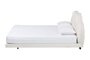Joy Floating Platform Bed with Scalloped Headboard, Cream, King