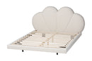 Joy Floating Platform Bed with Scalloped Headboard, Cream, King