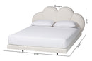 Joy Floating Platform Bed with Scalloped Headboard, Cream, King