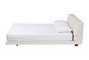 Lenny Boucle Floating Bed with Channel Tufted Headboard, Cream, Queen