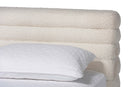 Lenny Boucle Floating Bed with Channel Tufted Headboard, Cream, Queen