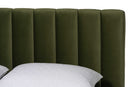Benny Velvet Platform Bed with Channel Tufted Headboard, Moss Green, Queen
