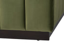 Benny Velvet Platform Bed with Channel Tufted Headboard, Moss Green, Queen
