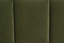 Benny Velvet Platform Bed with Channel Tufted Headboard, Moss Green, Queen