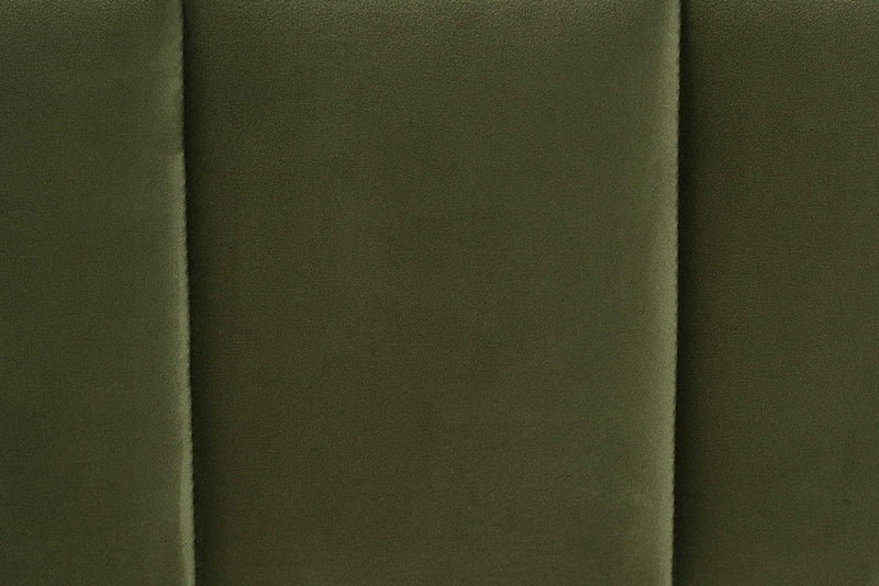 Benny Velvet Platform Bed with Channel Tufted Headboard, Moss Green, Queen