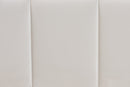 Benny Velvet Platform Bed w/Channel Tufted Headboard, Alabaster White, Queen