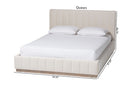 Benny Velvet Platform Bed w/Channel Tufted Headboard, Alabaster White, Queen
