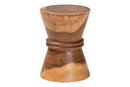 Wymond Solid Suar Wood Sculptural End Table with Hourglass Design