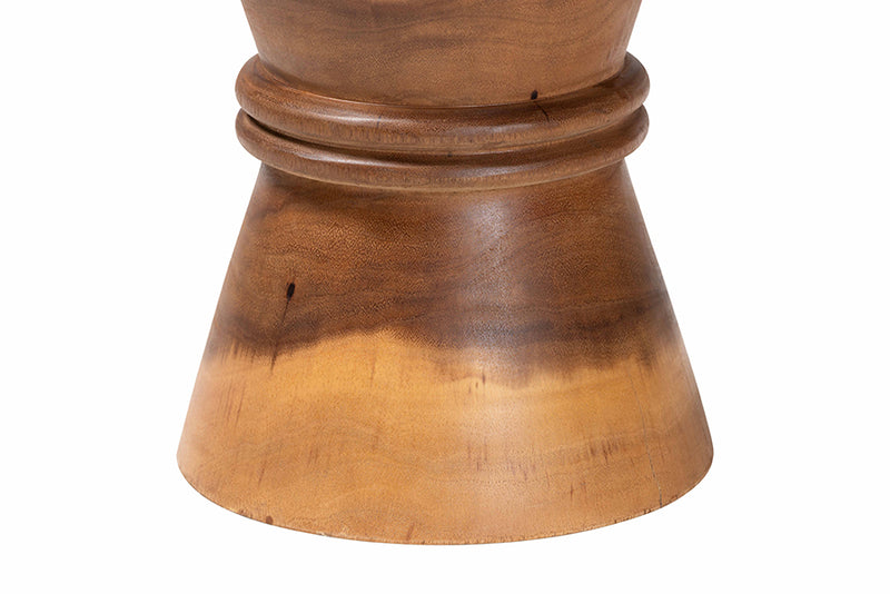 Wymond Solid Suar Wood Sculptural End Table with Hourglass Design