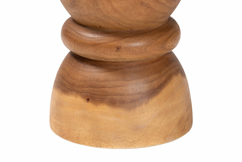Jodie Solid Suar Wood Sculptural End Table with Hourglass Design