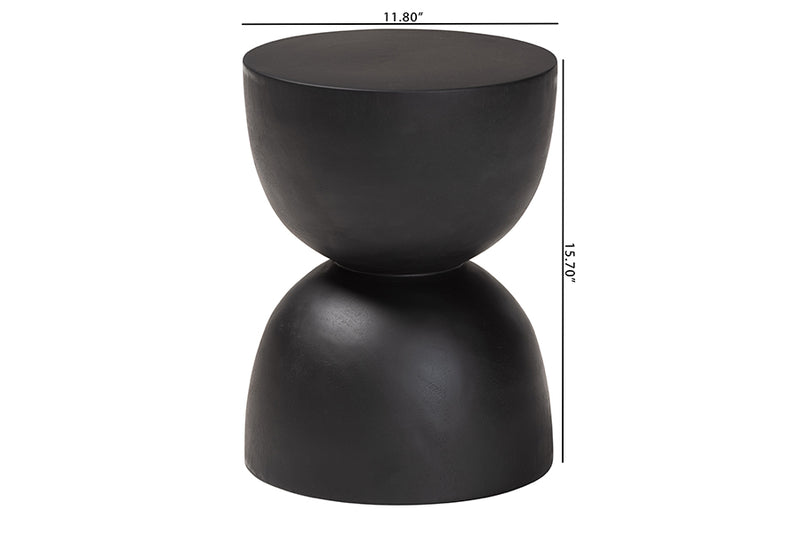 Joe Solid Suar Wood Sculptural End Table with Hourglass Design
