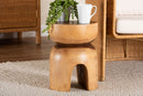 David Solid Suar Wood Sculptural End Table with Arched Base