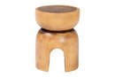 David Solid Suar Wood Sculptural End Table with Arched Base