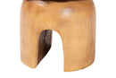David Solid Suar Wood Sculptural End Table with Arched Base