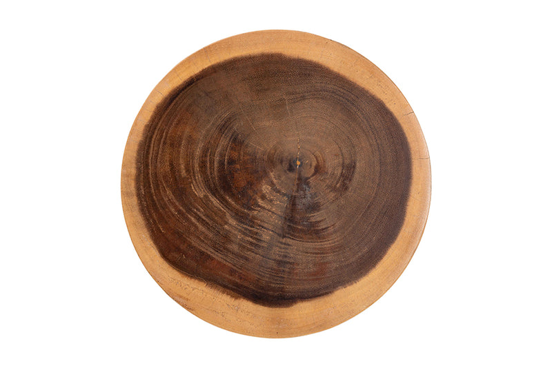 David Solid Suar Wood Sculptural End Table with Arched Base