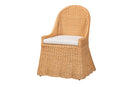 Linn Wicker Dining Chair with Scalloped Skirt, Natural Rattan
