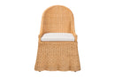 Linn Wicker Dining Chair with Scalloped Skirt, Natural Rattan